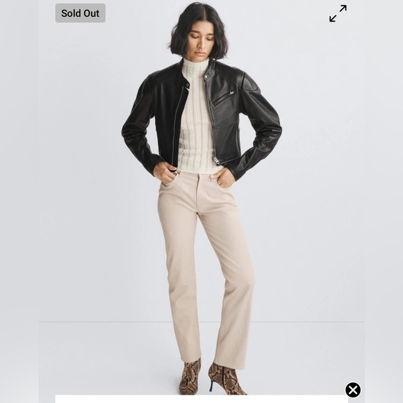 NWT Rag & Bone Stone Harlow leather mid rise straight pants $1095 - Picture 1 of 7